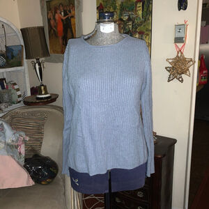 Women's Unbranded Light Blue Ribbed Crew Neck Sweater M